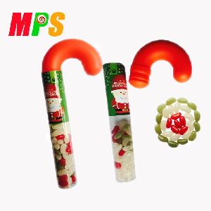 Christmas Gift Walking Stick Colorful Jelly Beans Candy Cane Tube Toy Candies