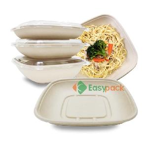 24 oz square sugarcane bagasse food packaging container with lid