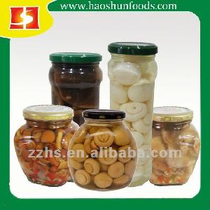 Canned Mushrooms in Glass Jar