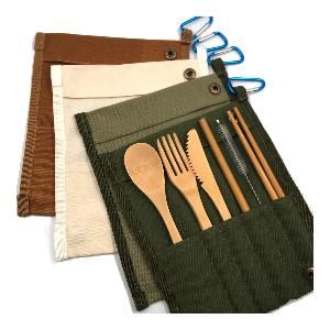 Amazon hot sale bamboo cutlery  set  with case and straw bamboo  utensil s  set  kitchen accessories