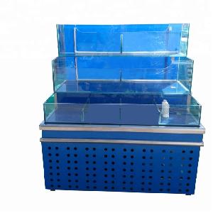 Dingfeng  custom ized commercial supermarket chiller live fresh  water  king prawn black tiger prawn shrimp aquarium