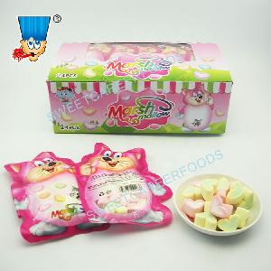 Cartoon Bags Heart Shape Fruit Flavor Marshmallow Soft Candy Sweets