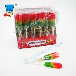 Feather Shape Fruity Lollipop Hard Candy Confectionery