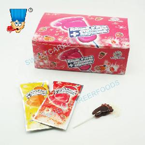 Fruit flavor foot  lollipop  with  popping   candy  pop sweets