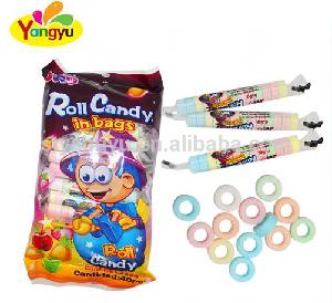 popular small Roll  candy  mix in the funny bags and  colorful   candy 