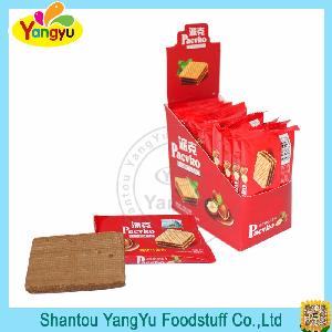 Halal wafer chocolate flavor hazelnut sandwich wafer biscuit