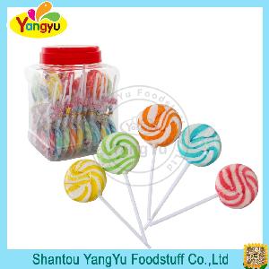 Rainbow lolly candy round flat swirl lollipop candy