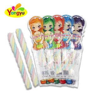 China Delicious Long Twist Marshmallow Candy Sweets