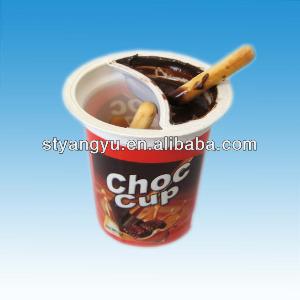 Hot chocolate cup with biscuit stick