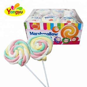 Wholesale Halal Colorful Fruity Twist Marshmallow Pop Lollipop
