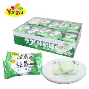 Halal Green Tea And Milk Flavor Center Filled Chewy Soft Candy