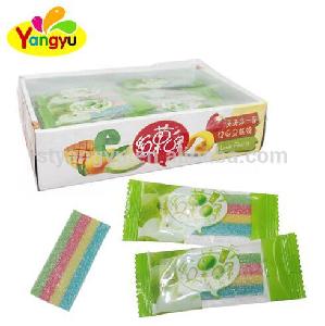 Colorful Short Sugar Coated Sour Belt Chews Candy