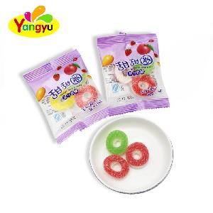 Donuts Shape Sugar Coated Fruits Gummy Candy