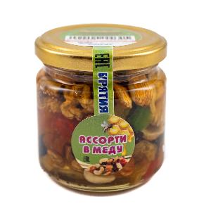 Non GMO Natural Organic Assorted Nuts Mixed In Honey Glass Jar
