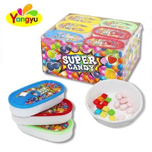 Can packing Square Shape Mix Fruit Flavor Chewing Gum