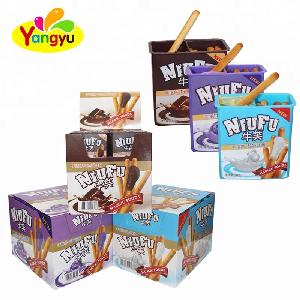 High Quality Chocolate Cream in Cup with Biscuit Confectionery Cookies Sticks