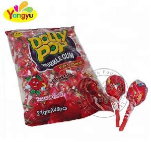 Dolly Pop Lollipop With Bubble Gum Center
