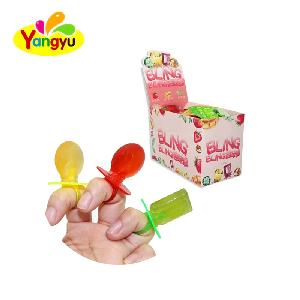 Halal lolly plastic ring sweet fruity flavors round hard candy