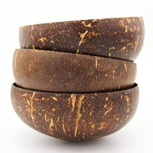 Natural compostable food safe coconut jumbo shell bowls with eco-friendly packaging from Vietnam
