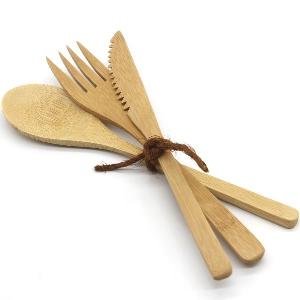 Natural  wooden  eco friendly bamboo utensils cutlery sets cheap price wholesale OEM custom logo