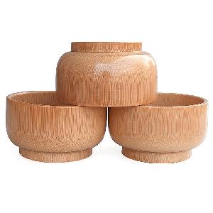 Children and adult type food safe bamboo wood bowls for soup salad fruit