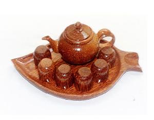Best Selling Coconut Wooden Teapot and Cups Set