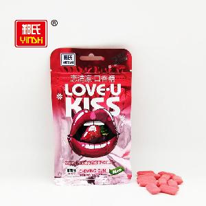 Fruit Kiss Delicious Strawberry Flavor Mint Chewing Gum in Zipper Bag