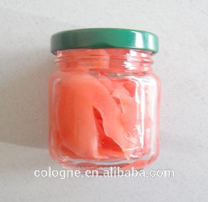 sweet pickled sushi ginger with natural and pink color