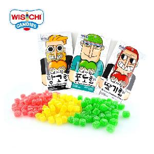 Free sample custom mini cube shape jelly candy gummy sour sweet edible sour patch fruit gummies in box