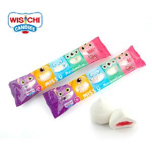 Free sample 25g individual packed fruity marshmallow jam filling sweets colorful marshmallow cotton candy