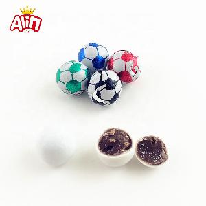Football volleyball billiards style tin foil paper with white crispy hard candy wrap soft sweet chocolate candy