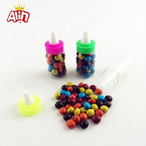  Plastic  transparent baby bottle with biscuit and colorful chocolate  ball   candy 