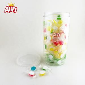Bottled simple design double-layer sour and sweet pressed tablet candy colorful fruit-flavored hard candy