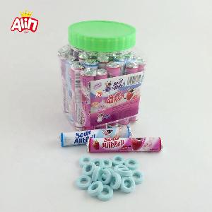 Round hollow Sour Milk and strawberry blueberry flavor tablet hard candy