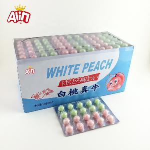 Delicious white peach flavored tablet candy two-color small ball crisp fudge