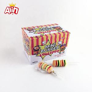 Boxed six pieces of mini cartoon dynamic burger lollipop chewy lovely fudge
