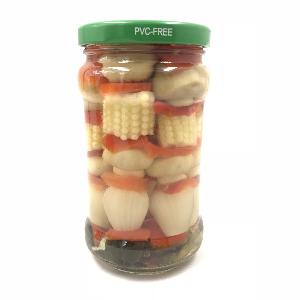 314ml Chinese canned pickled mixed vegetables in jar party sticks