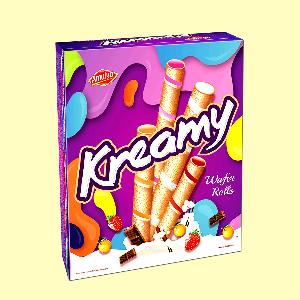 Delicious Popular Creamy Wafer Roll Kreamy 100g Filled Stick Biscuit Rich Chocolate Cocoa Creme with Milk Super Tasty Crispy Fun
