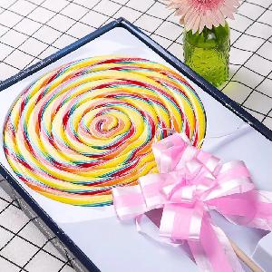 Super big gift  box  with fruity  round  colorful lollipops