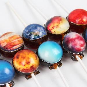 Good taste pattern oem starry sky handmade lollipop hard candy Christmas gift