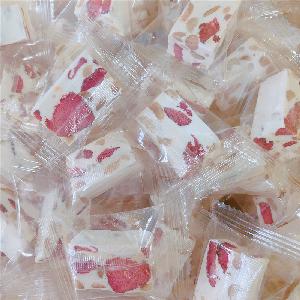 Wholesale independent strawberry flavor packed nougat casual snacks