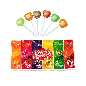 Best price 6 in 1 mini heart shape lollipop colorful sweet candy lollipops delicious lollipop for sale