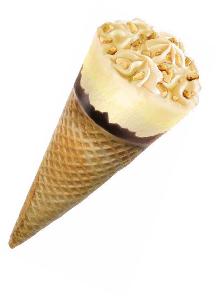 Ice cream MONACO Eclair - Brownie in a waffle sugar cone, paper wrap