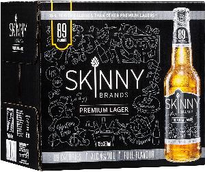SkinnyBrands Premium Lager, 330 ml Bottle, Case of 12