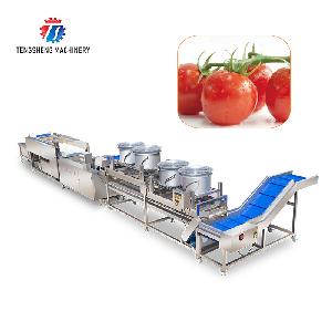Stainless Steel  Automatic  Fruit and Vegetable Brush Bubble Cleaning Drying Production Line