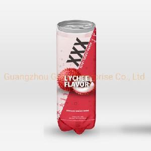 300ml PET Tin Carbonated Gas Bearing Guarana Energy Drink with Lychee Flavor
