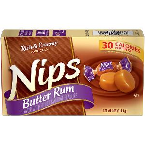 Brach's Nips Butter Rum Flavored Hard Candy, 3.25oz, Pack of 12