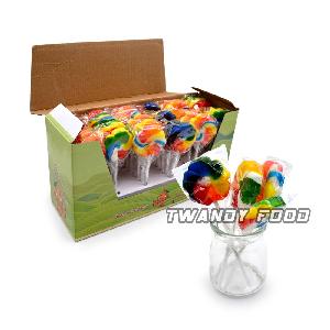 flower shape rainbow swirl lollipop
