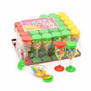 Fun colorful wine glass candy toy with compresse candy