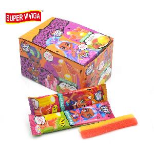 halal sour rainbow strips gummy candy with sour powder